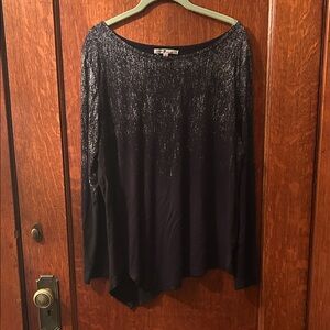 Seven7 Glittering Black Long Sleeve Tee